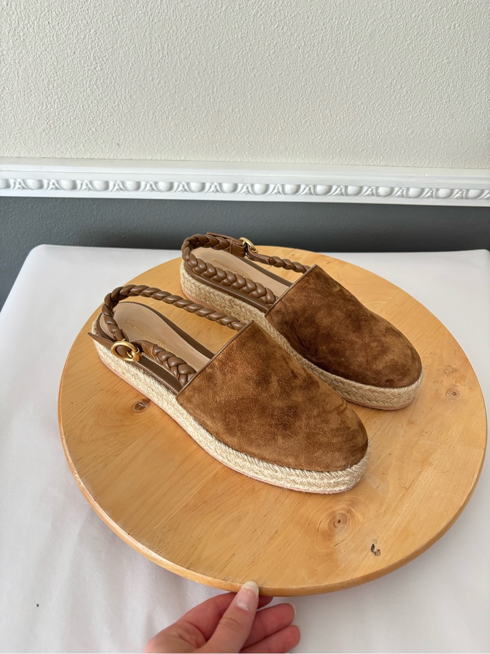 Gianvito Rossi Brown Suede Espadrille Slingback Wedges